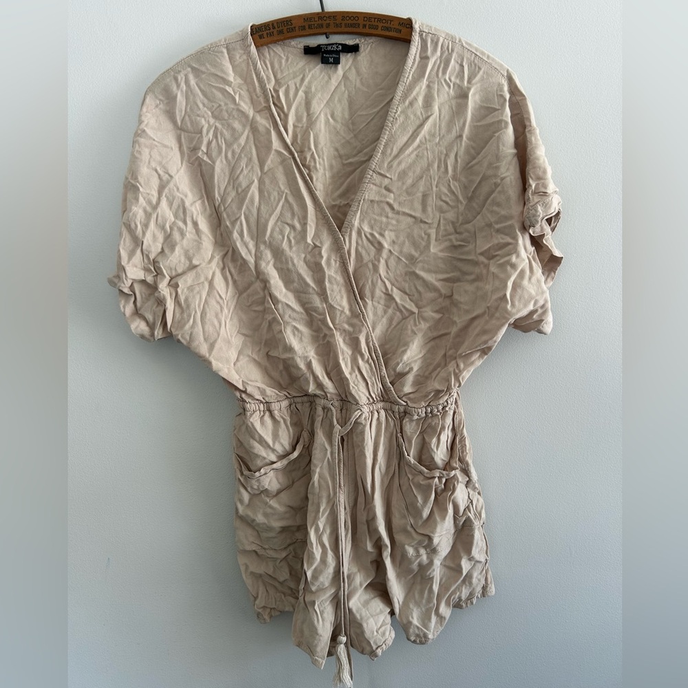 Toxik3 medium tan vneck Short Sleeve Romper